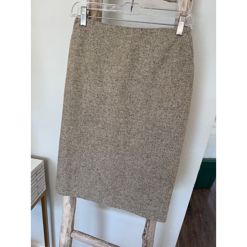 Ann Taylor Wool Silk Tweed Pencil Pocket Skirt beige lined size 2P - Picture 5 of 7